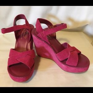 Kork-ease Bette fuchsia pink suede sandals sz38